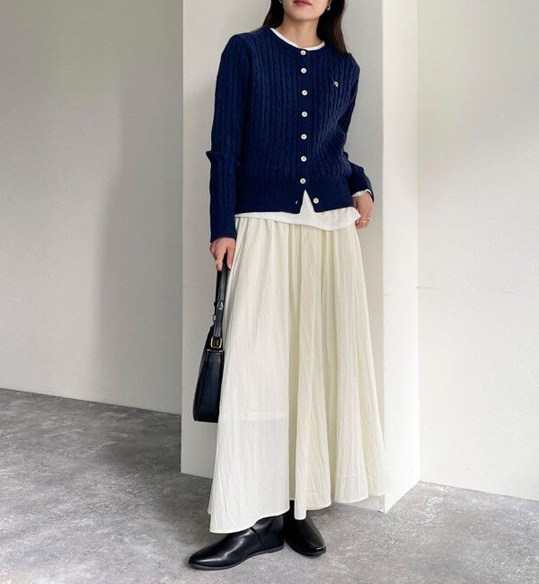 fredy emue「ウール混FR刺繍ケーブル柄カーディガン」|ニット・セーター|