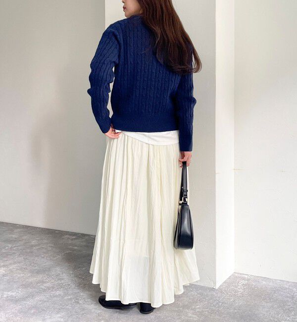 fredy emue「ウール混FR刺繍ケーブル柄カーディガン」|ニット・セーター|