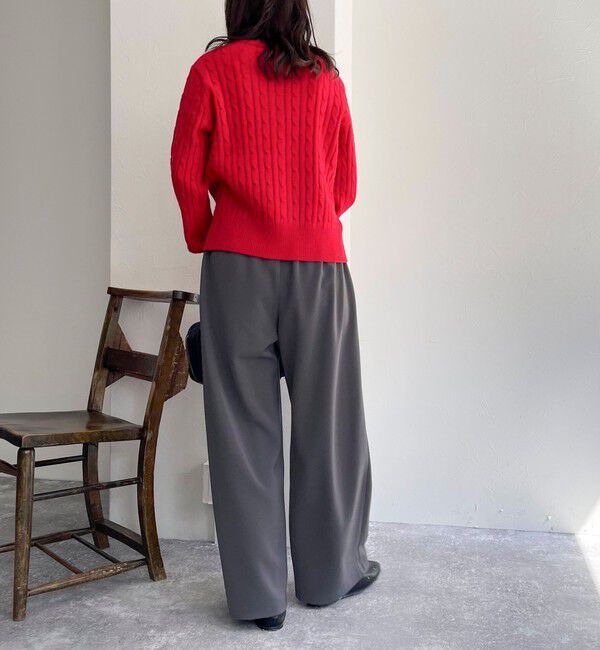 fredy emue「ウール混FR刺繍ケーブル柄カーディガン」|ニット・セーター|