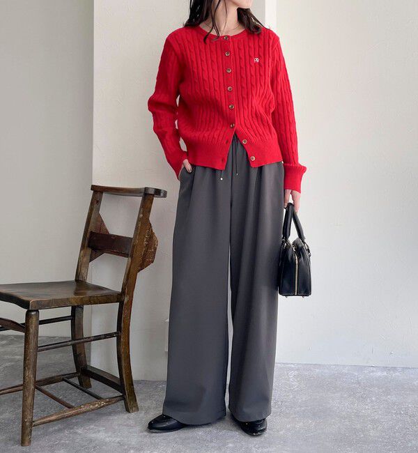 fredy emue「ウール混FR刺繍ケーブル柄カーディガン」|ニット・セーター|