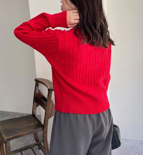 fredy emue「ウール混FR刺繍ケーブル柄カーディガン」|ニット・セーター|