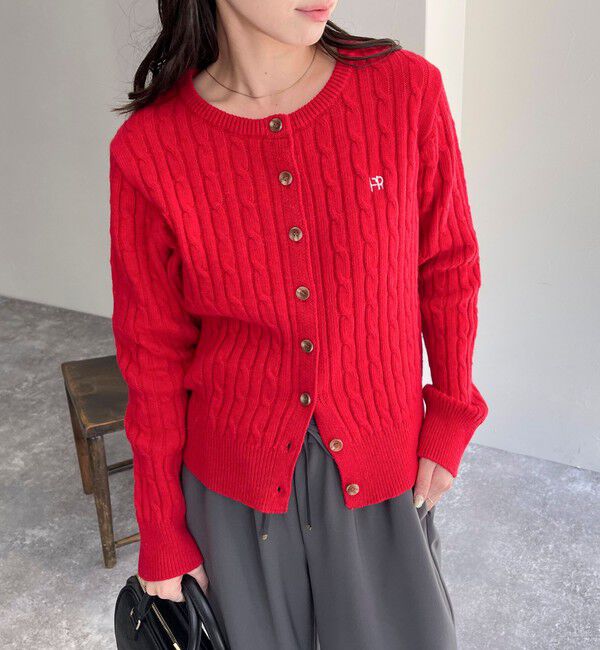 fredy emue「ウール混FR刺繍ケーブル柄カーディガン」|ニット・セーター|