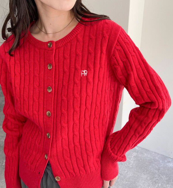 fredy emue「ウール混FR刺繍ケーブル柄カーディガン」|ニット・セーター|