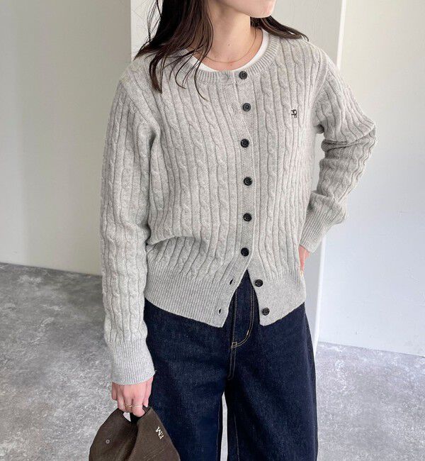 fredy emue「ウール混FR刺繍ケーブル柄カーディガン」|ニット・セーター|