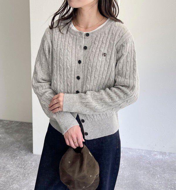 fredy emue「ウール混FR刺繍ケーブル柄カーディガン」|ニット・セーター|