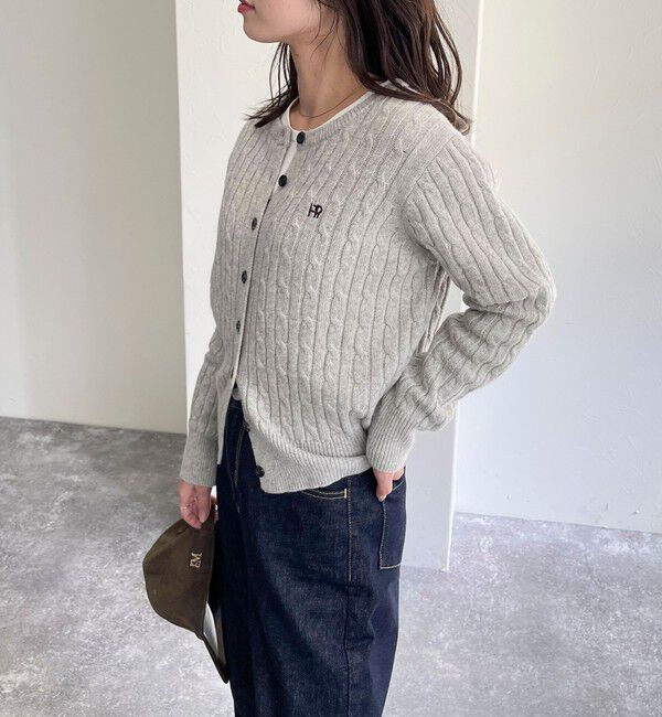 fredy emue「ウール混FR刺繍ケーブル柄カーディガン」|ニット・セーター|