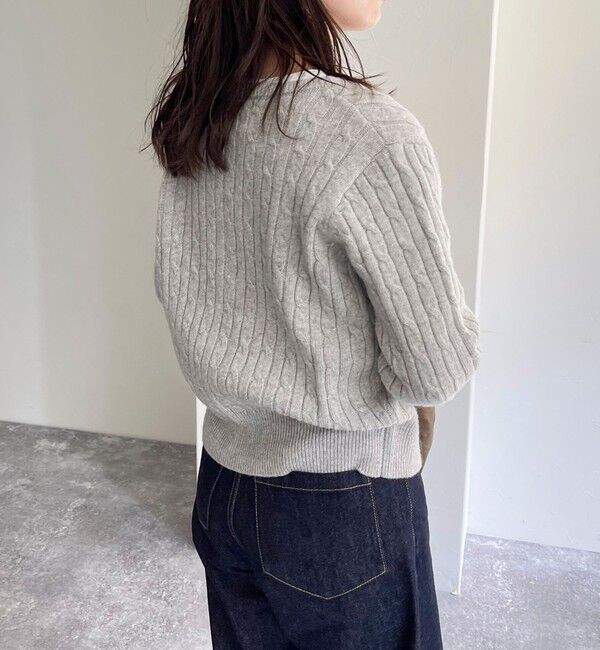 fredy emue「ウール混FR刺繍ケーブル柄カーディガン」|ニット・セーター|