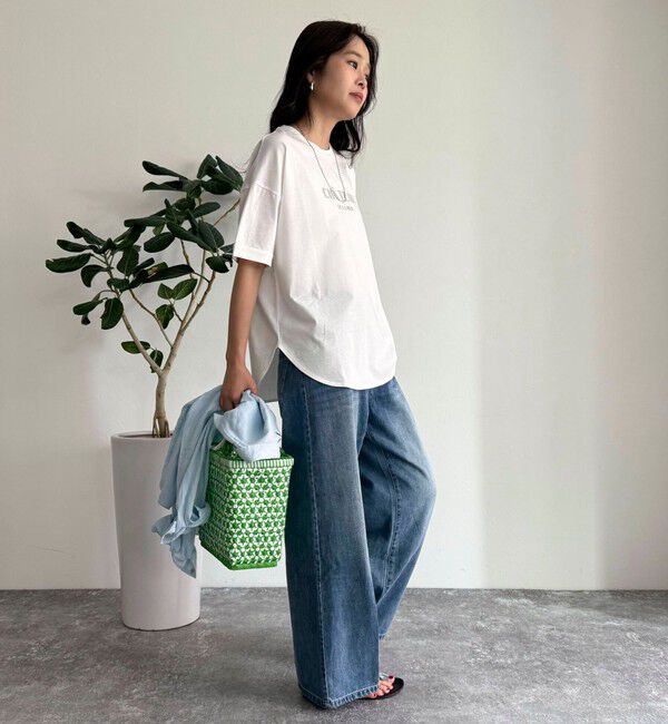 fredy emue「シルケット袖口 ロール5分袖ロゴTシャツ」|Tシャツ・カットソー|