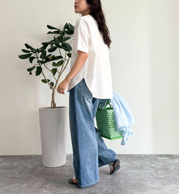 fredy emue「シルケット袖口 ロール5分袖ロゴTシャツ」|Tシャツ・カットソー|