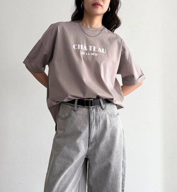 fredy emue「シルケット袖口 ロール5分袖ロゴTシャツ」|Tシャツ・カットソー|ベージュ