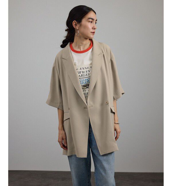 SALON adam et rope'「バックサテンハーフスリーブジャケット［セットアップ対応・今から秋まで］」|テーラードジャケット|