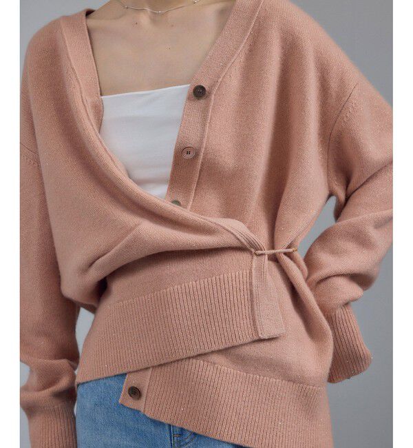 SALON adam et rope'「Starry sky Knit スパンコールVネックカーディガン」|カーディガン|ピンク系(65)