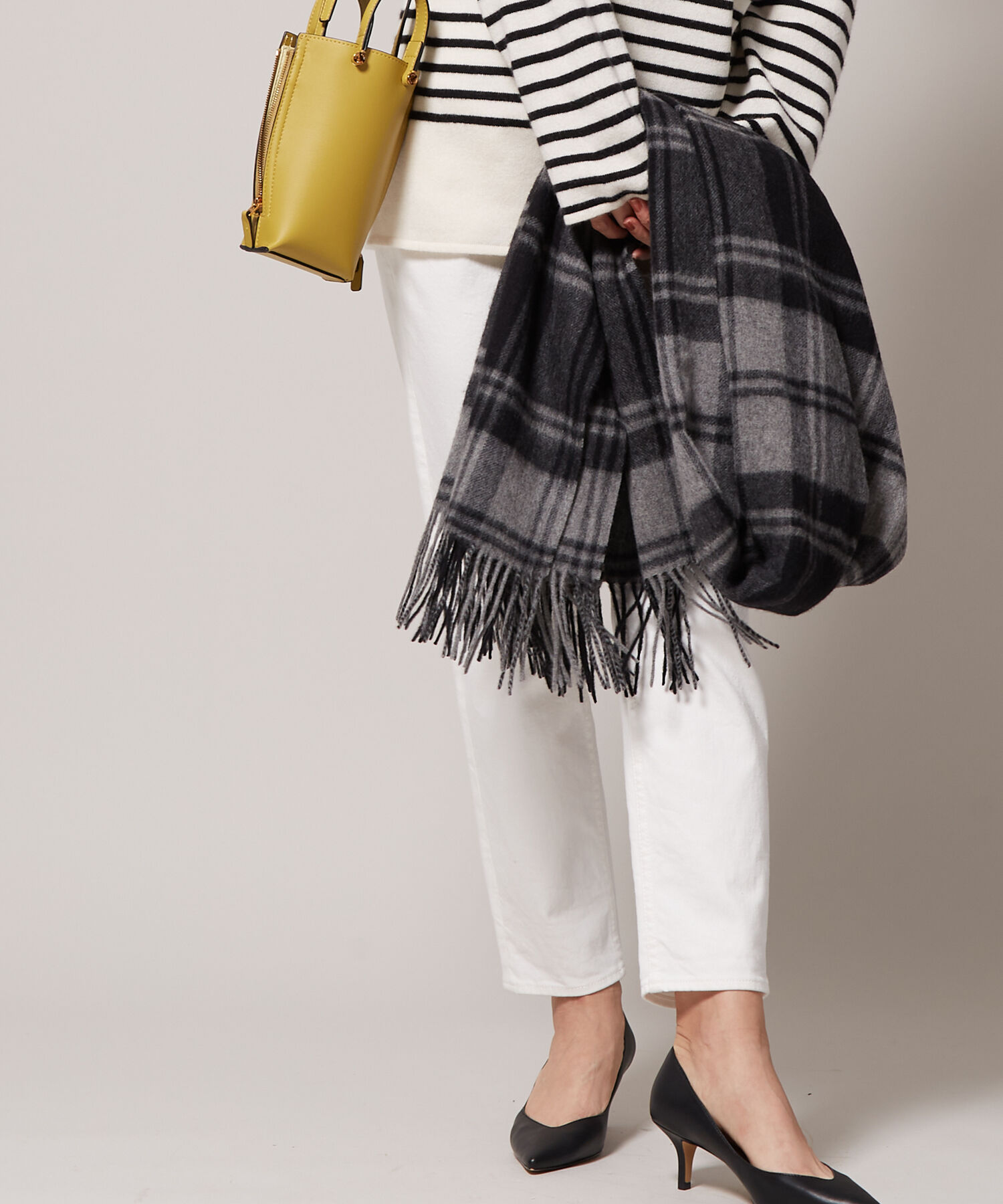 ROPE「ウールチェックストール」|ストール|チャコール(06)