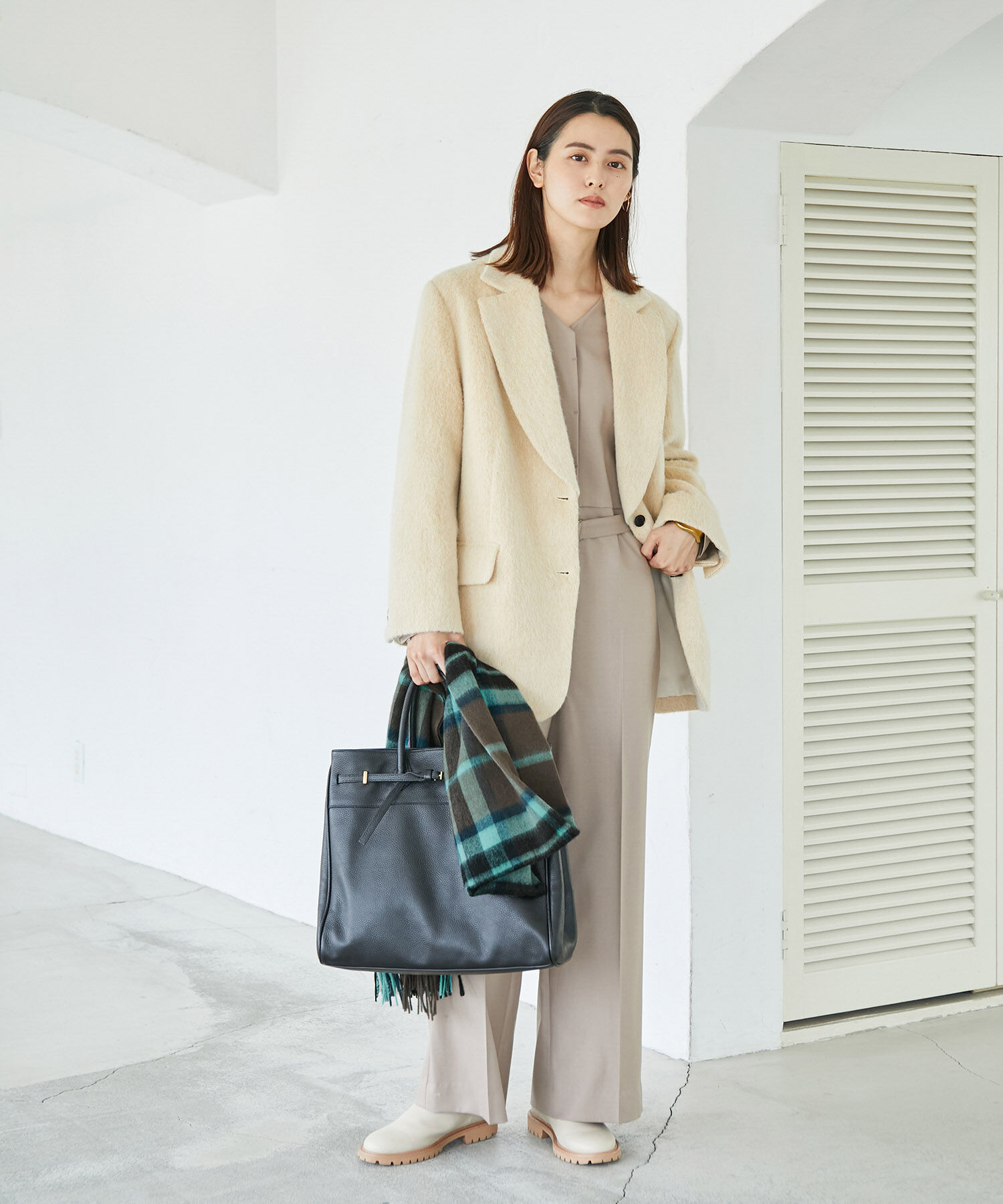 ROPE「ウールチェックストール」|ストール|