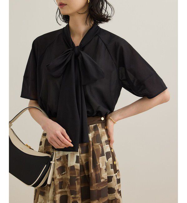 ROPE「【洗える】シアートリコットボウタイブラウス」|Tシャツ・カットソー|