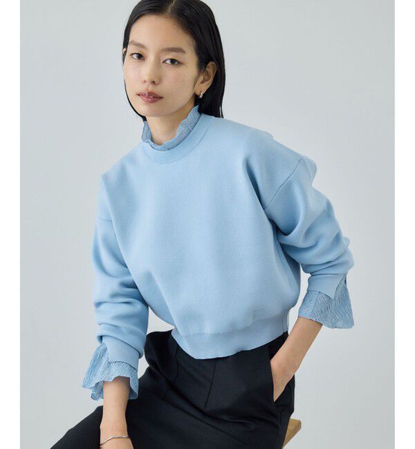 ROPE「スウェットライクコンパクトニットプルオーバー/イージーケア」|スウェット・ジャージ|サックス(48)