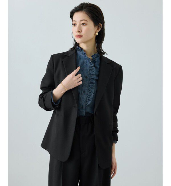 ROPE「トリアセツイル シングルテーラードジャケット(デニムライク)/セットアップ対応」|テーラードジャケット|