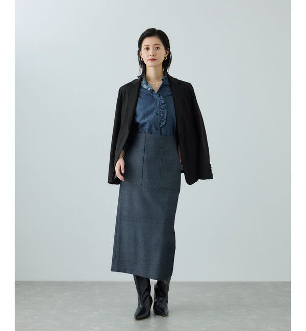 ROPE「トリアセツイル シングルテーラードジャケット(デニムライク)/セットアップ対応」|テーラードジャケット|