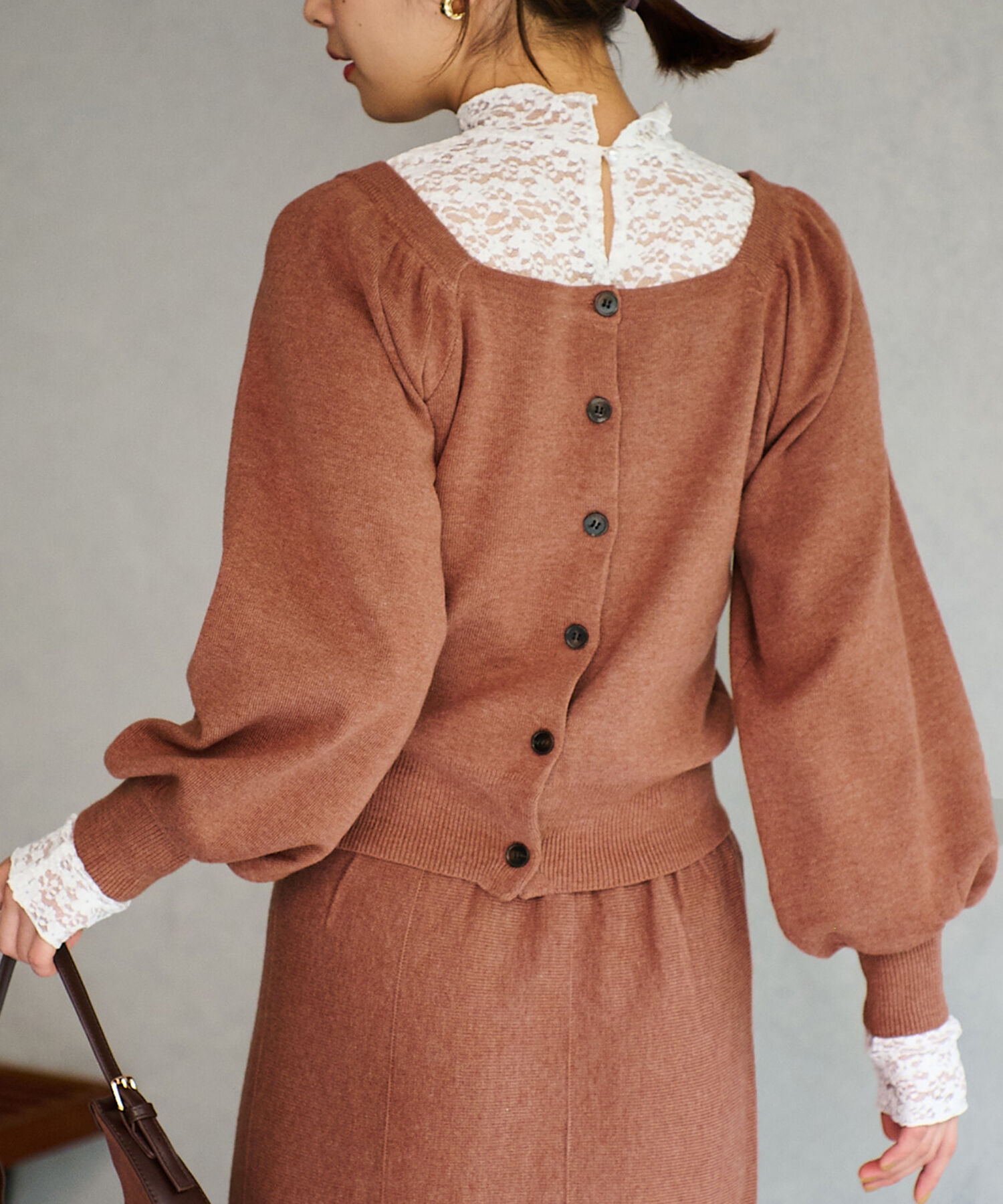 vis-a-vis「【WEB限定】前後2WAYスクエアネックニット【セットアップ対応】」|ニット・セーター|ブラウン系(24)