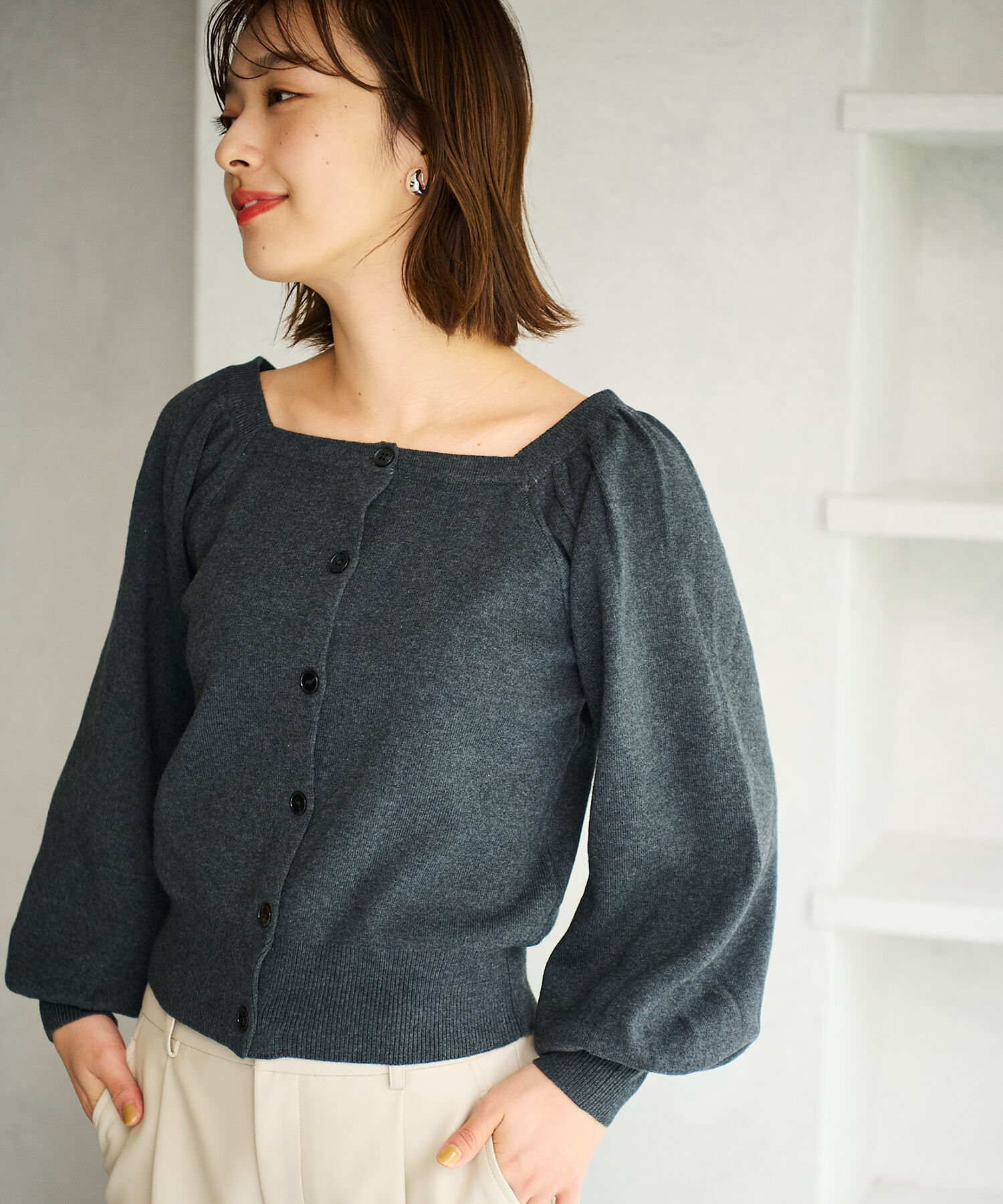 vis-a-vis「【WEB限定】前後2WAYスクエアネックニット【セットアップ対応】」|ニット・セーター|