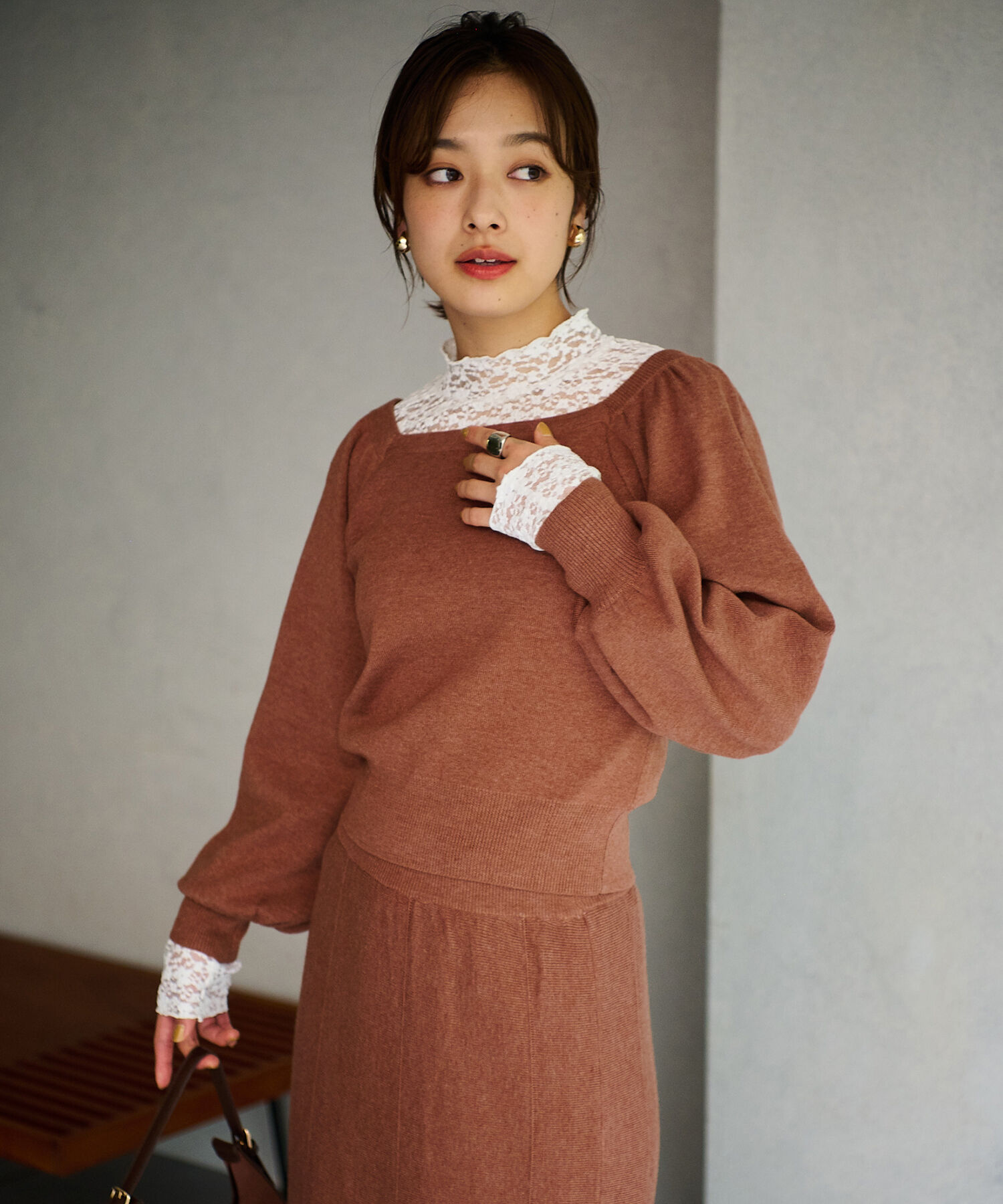 vis-a-vis「【WEB限定】前後2WAYスクエアネックニット【セットアップ対応】」|ニット・セーター|