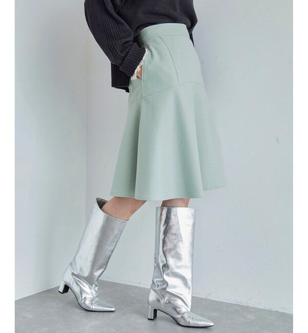 VIS「【洗える】ジャージメルトンニーレングスセミフレアスカート」|スカート|