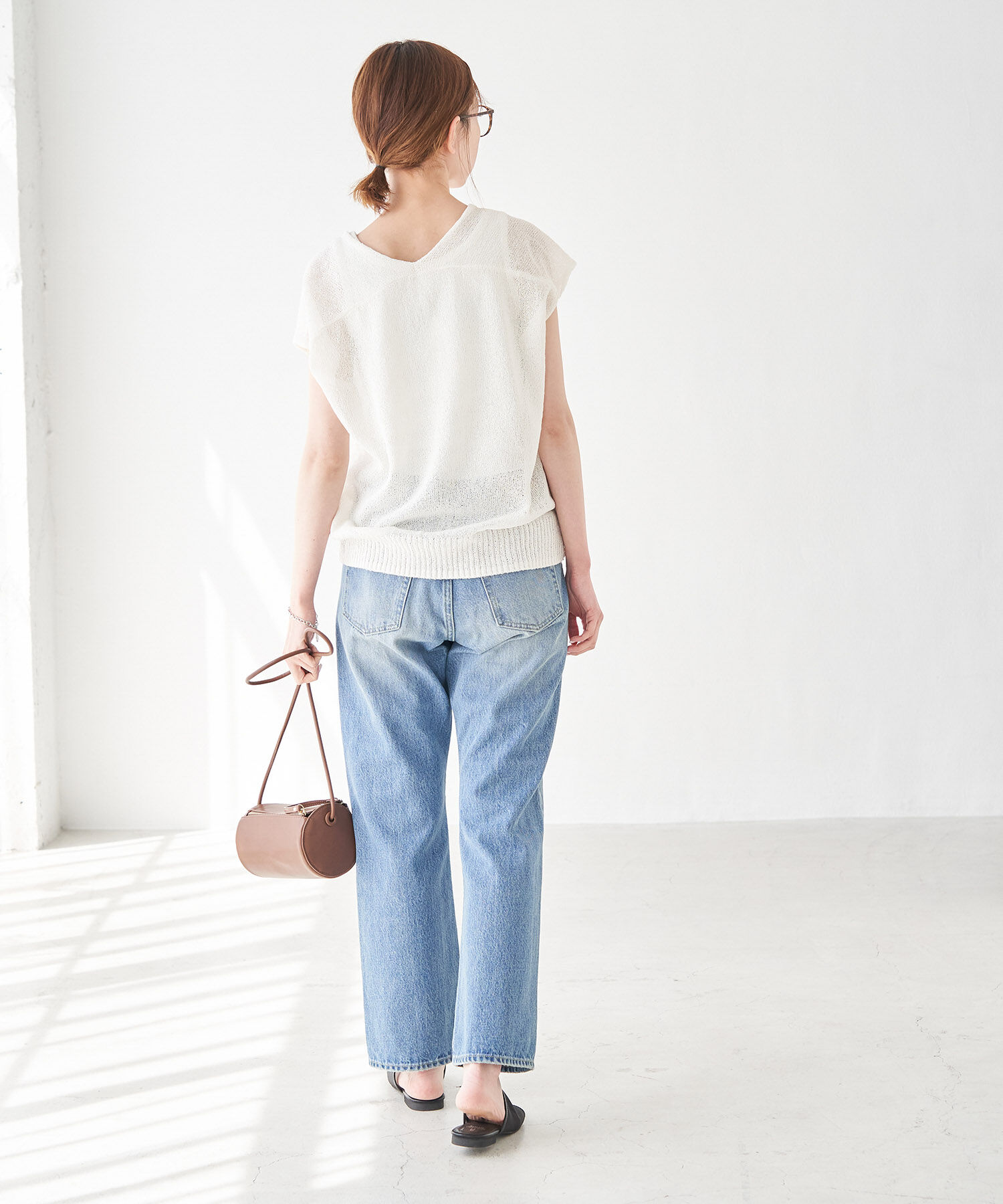 Rope&rsquo;Picnic「【emur】TSUMUGI和紙混Vネックニットプルオーバー」|ニット・セーター|