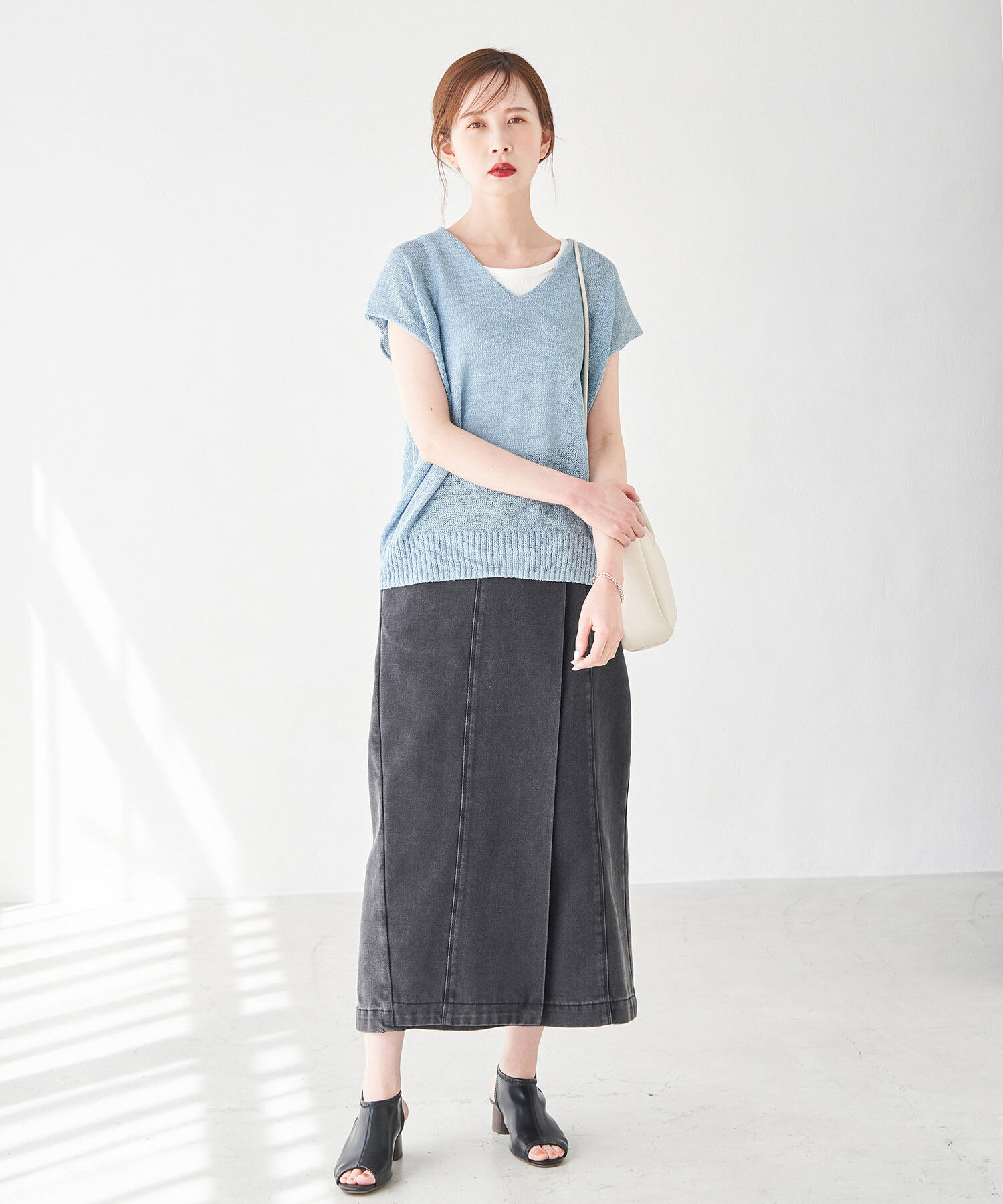 Rope&rsquo;Picnic「【emur】TSUMUGI和紙混Vネックニットプルオーバー」|ニット・セーター|