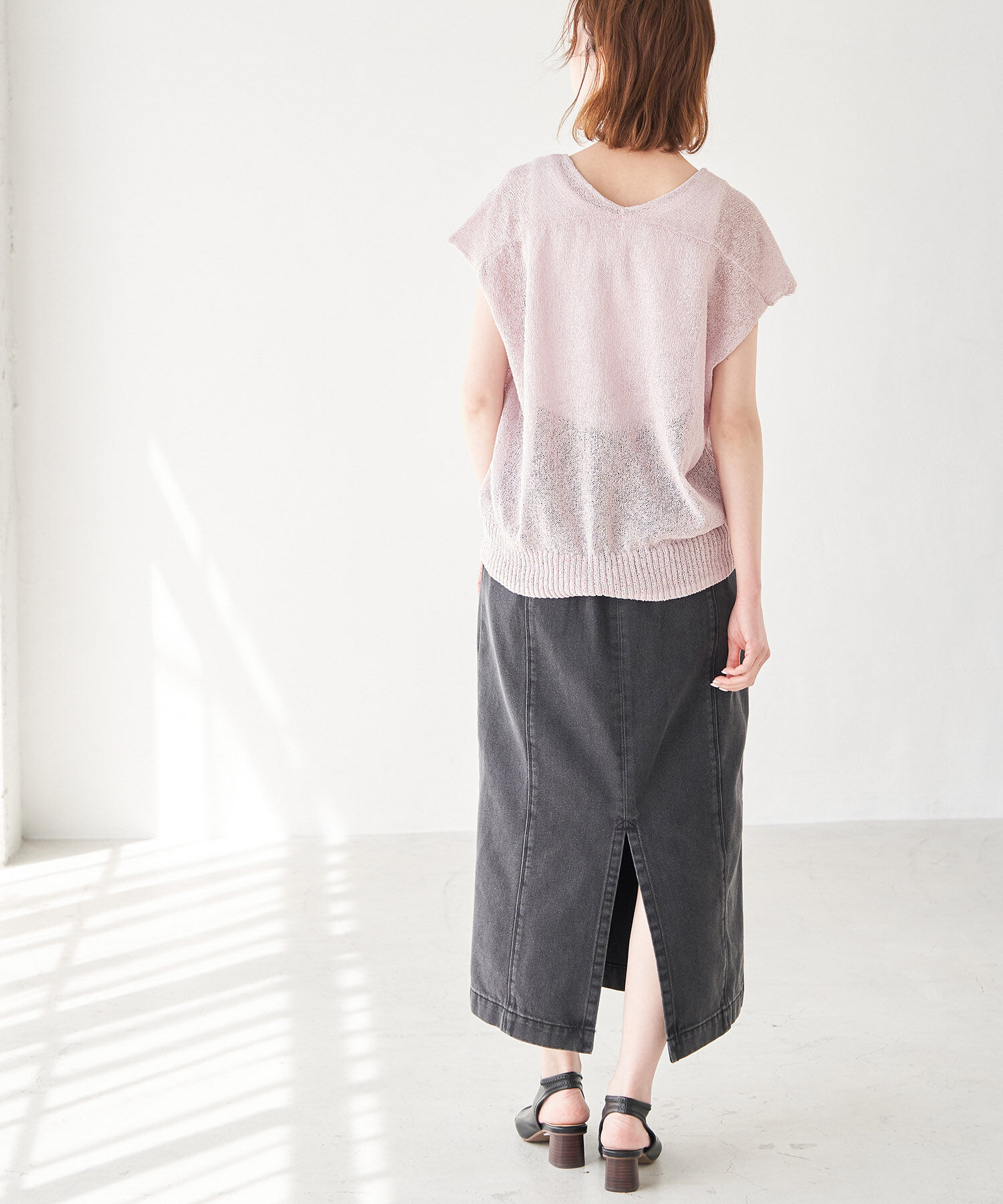 Rope&rsquo;Picnic「【emur】TSUMUGI和紙混Vネックニットプルオーバー」|ニット・セーター|