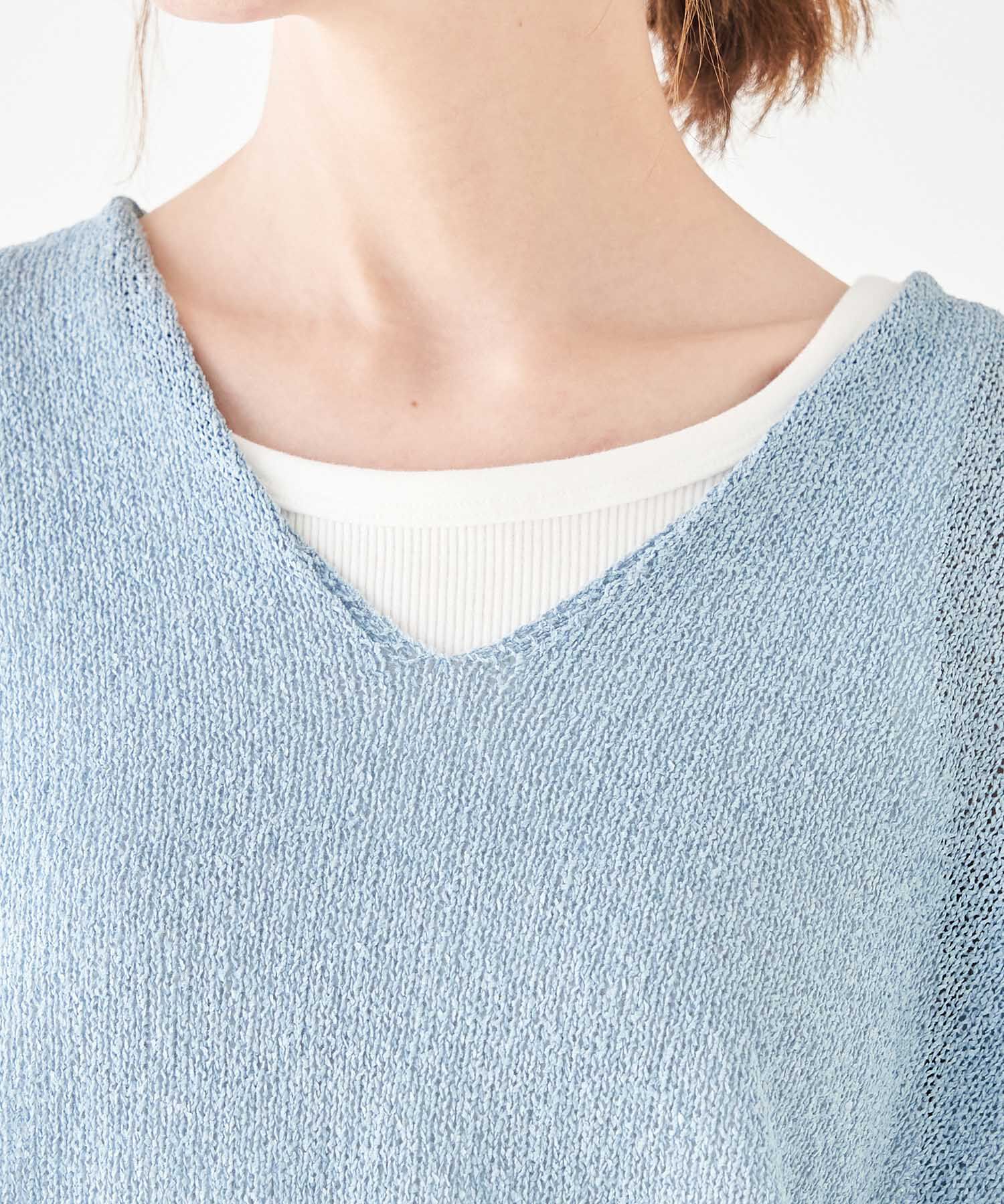 Rope&rsquo;Picnic「【emur】TSUMUGI和紙混Vネックニットプルオーバー」|ニット・セーター|