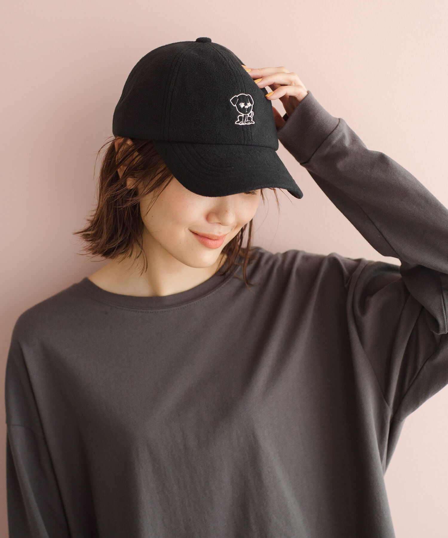 ROPE PICNIC PASSAGE「【一部店舗限定】おもちくん&times;ROPE' PICNIC/刺繍フリースキャップ」|キャップ・キャスケット|