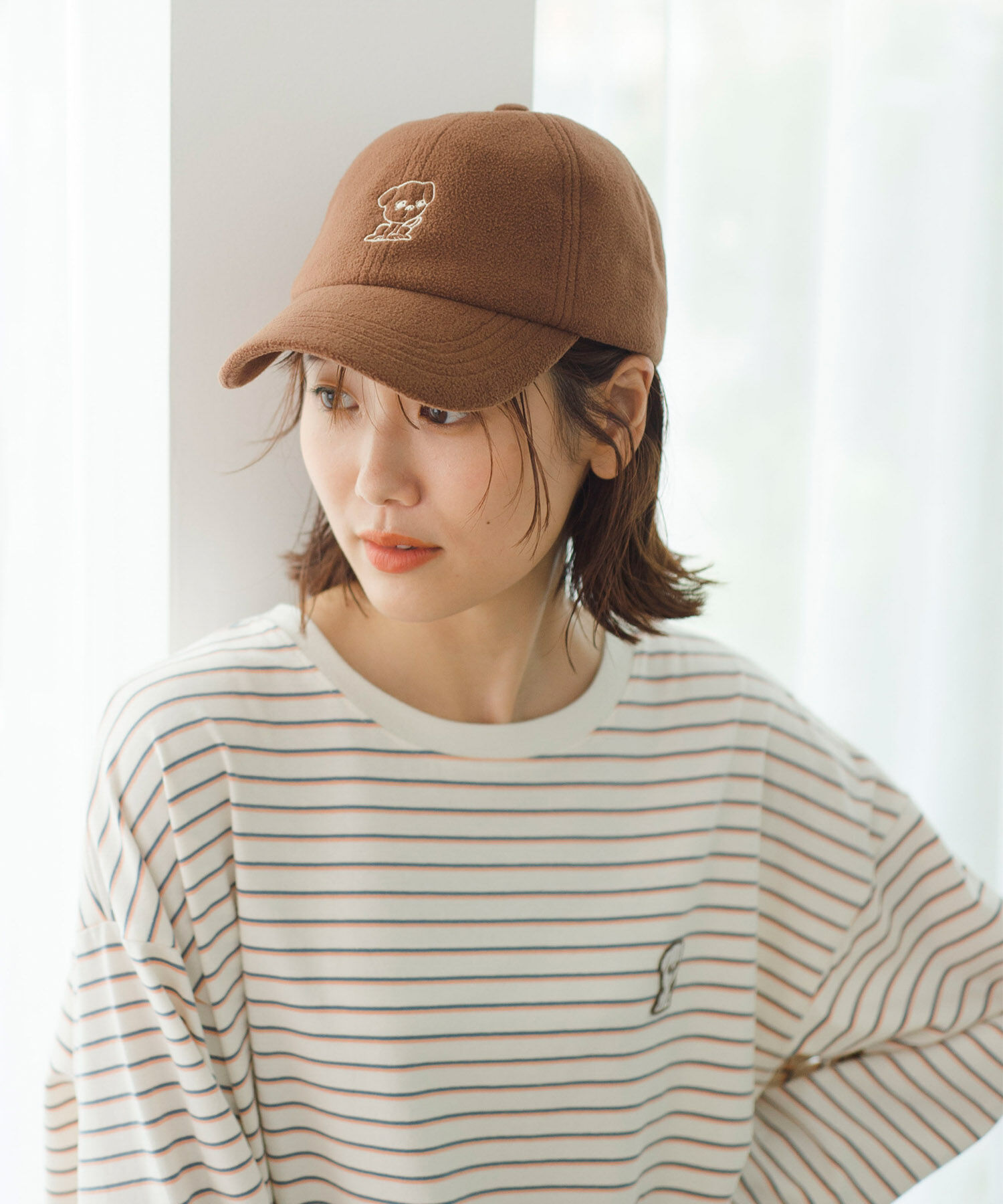 ROPE PICNIC PASSAGE「【一部店舗限定】おもちくん&times;ROPE' PICNIC/刺繍フリースキャップ」|キャップ・キャスケット|