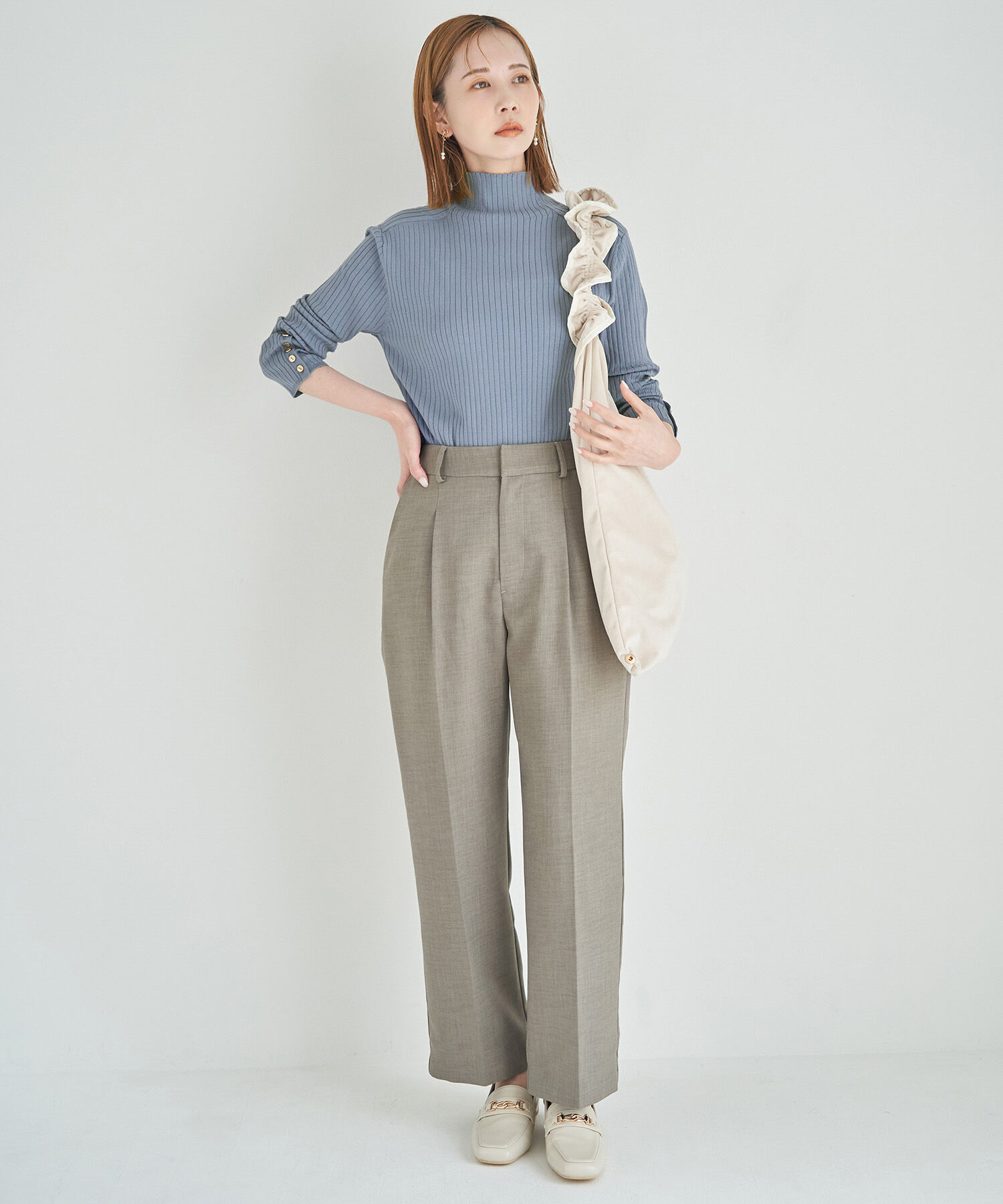 Rope&rsquo;Picnic「【WEB限定】袖アソートボタンハイネックニット」|ニット・セーター|