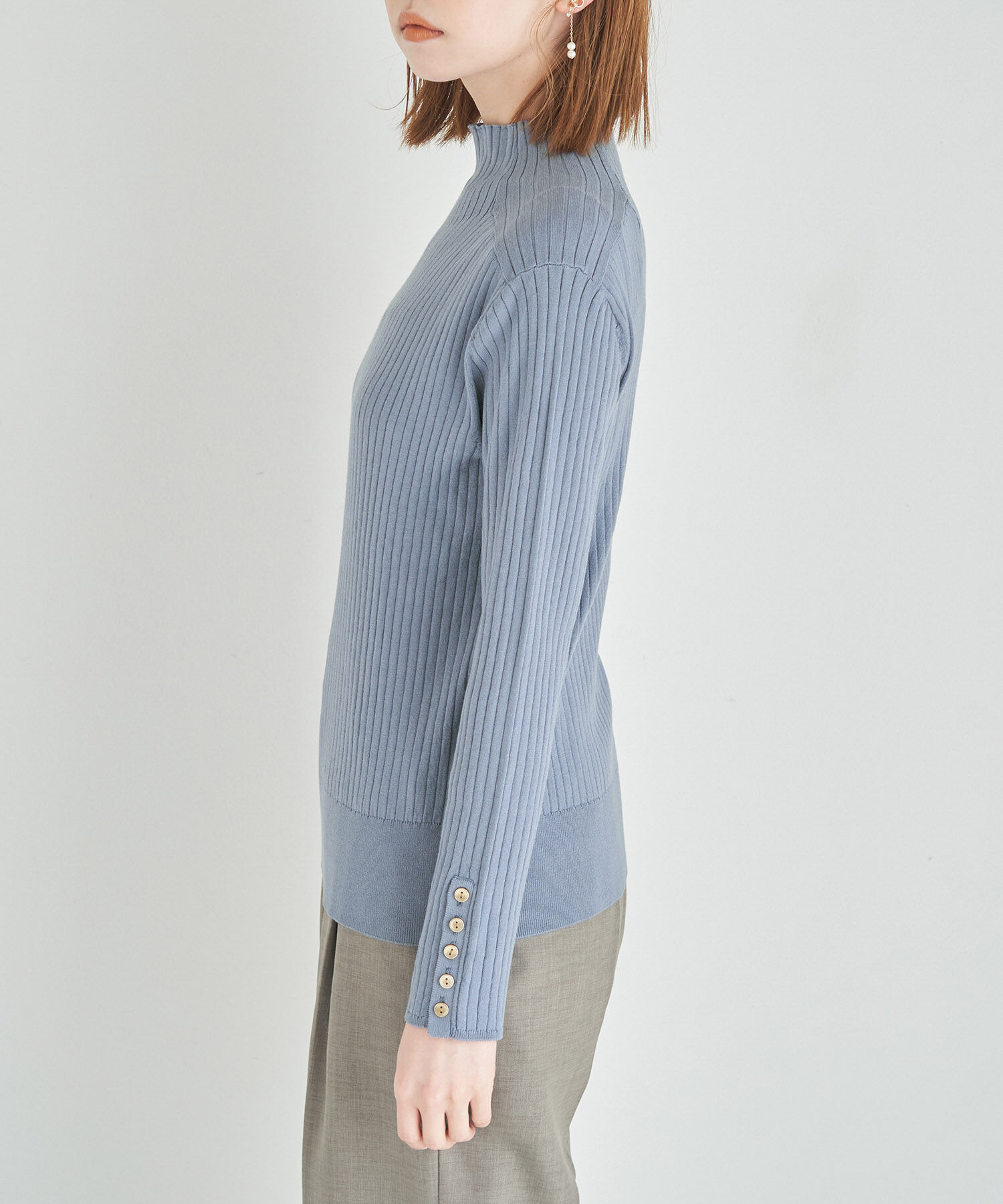 Rope&rsquo;Picnic「【WEB限定】袖アソートボタンハイネックニット」|ニット・セーター|