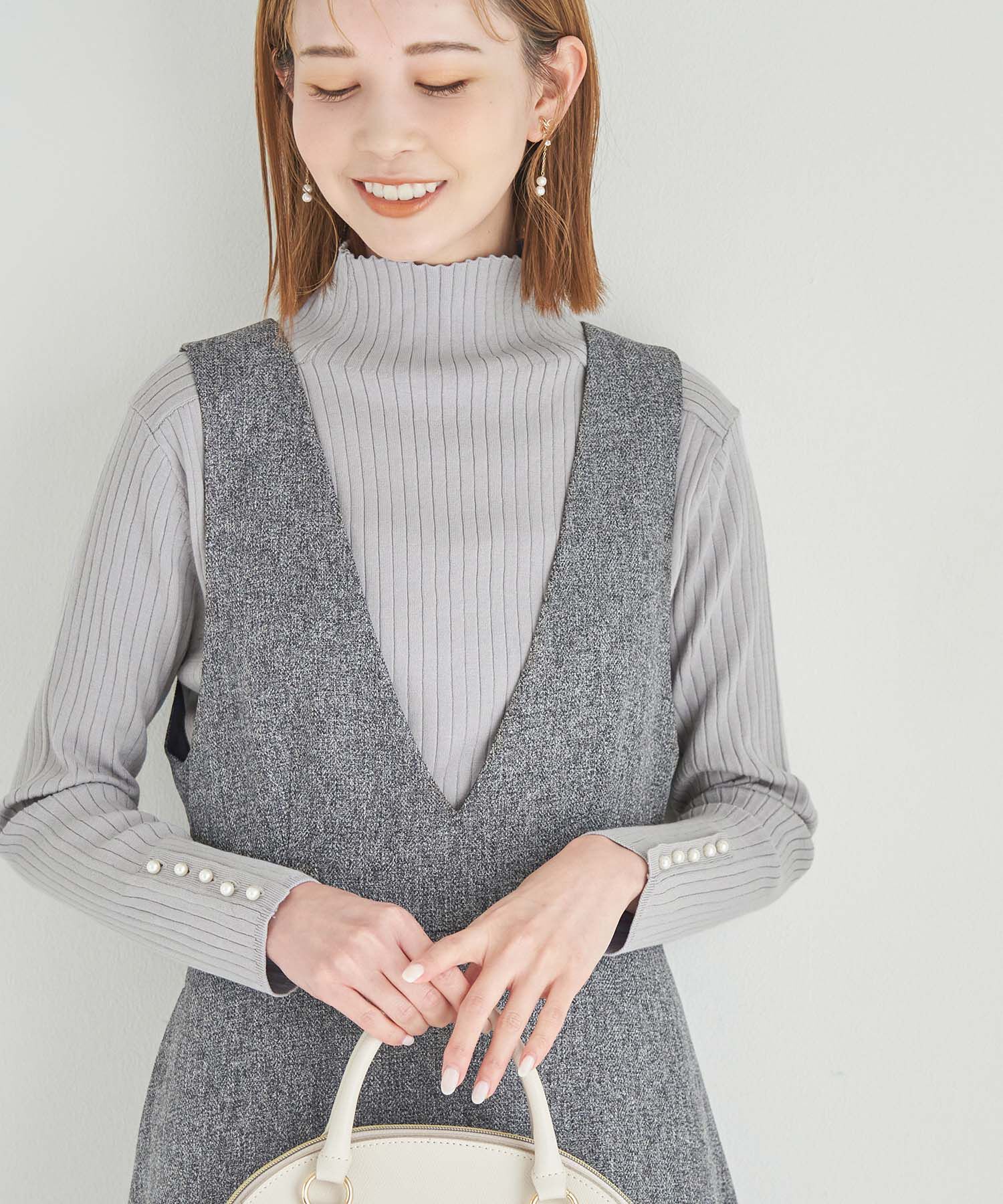 Rope&rsquo;Picnic「【WEB限定】袖アソートボタンハイネックニット」|ニット・セーター|