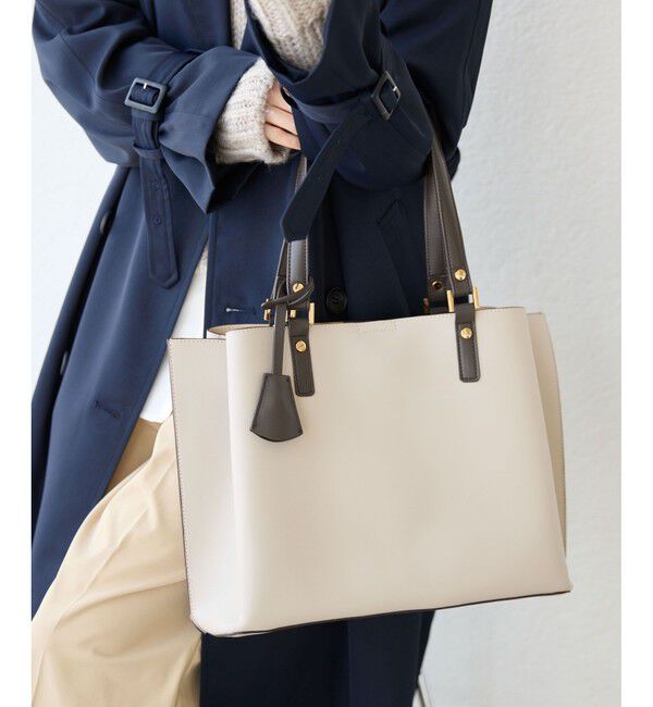 ROPE PICNIC PASSAGE「【WEB限定】【A4対応】チャーム付きバイカラートートバッグ/.通勤対応」|トートバッグ|