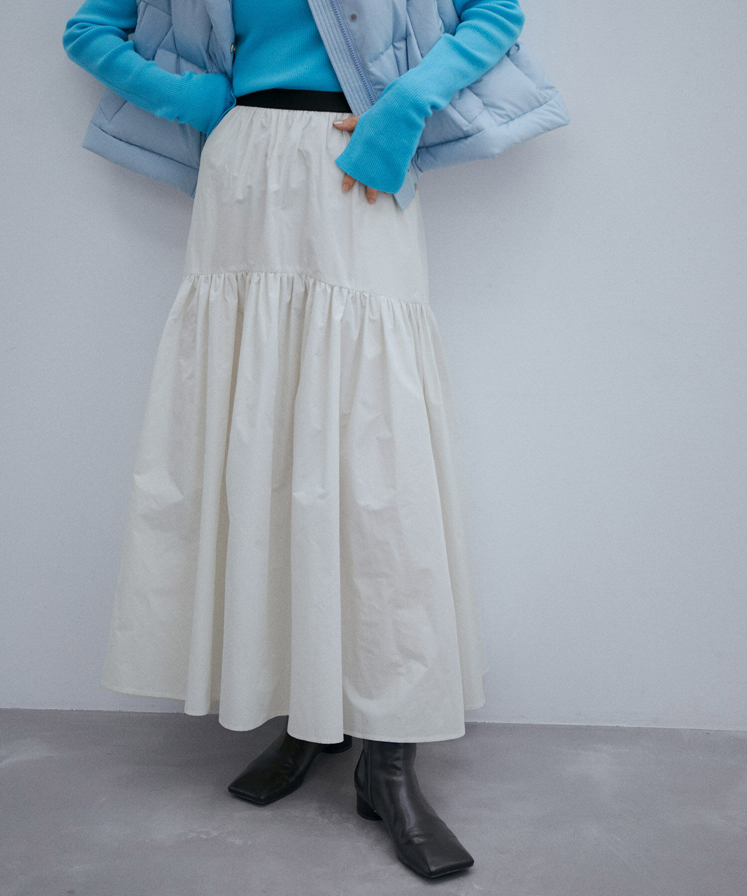 ADAM ET ROPE'「〈追加〉タフタティアードスカート」|スカート|オフホワイト(15)