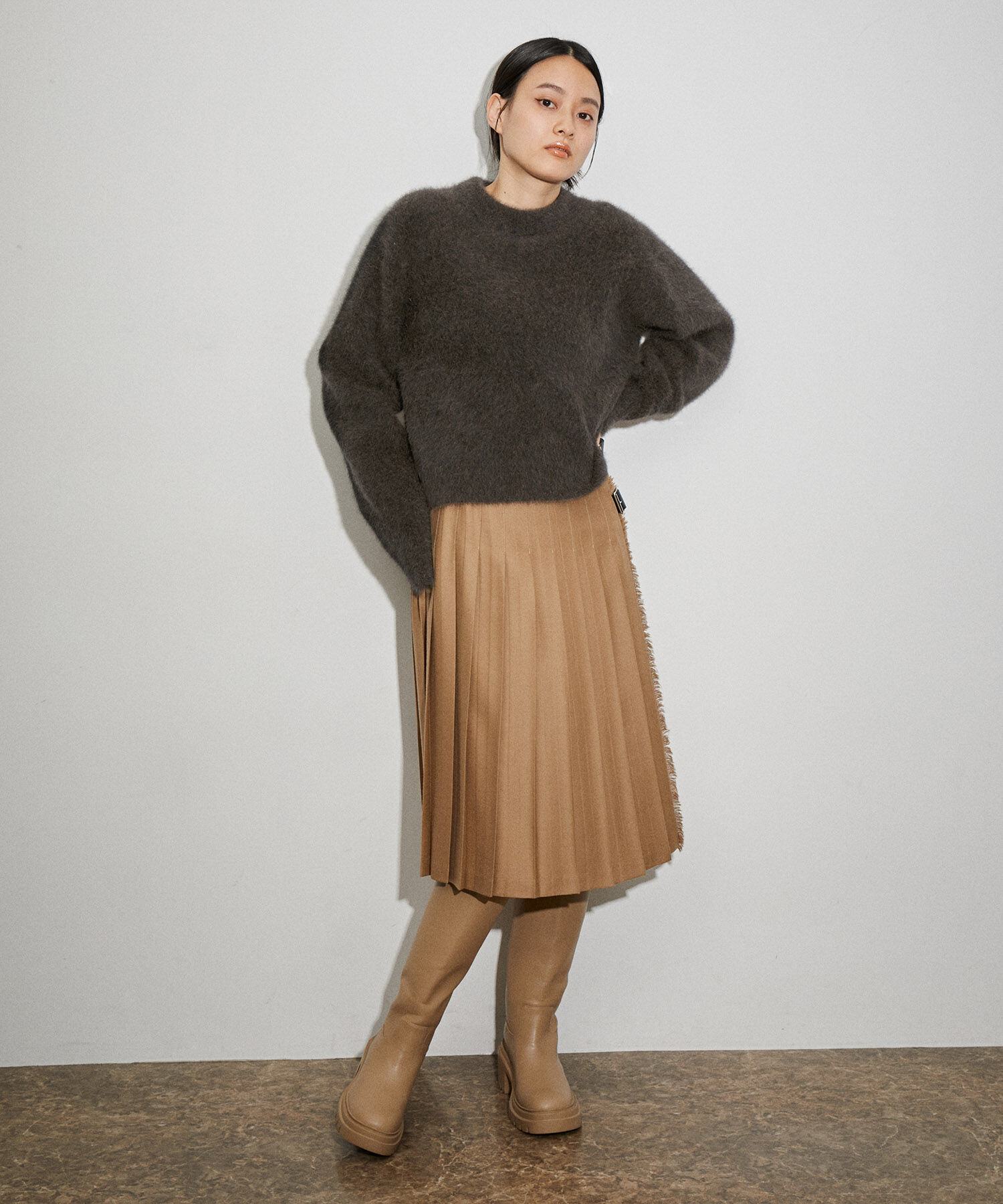 ADAM ET ROPE'「【晴雨兼用】ウォータープルーフトラックソールロングブーツ」|その他|