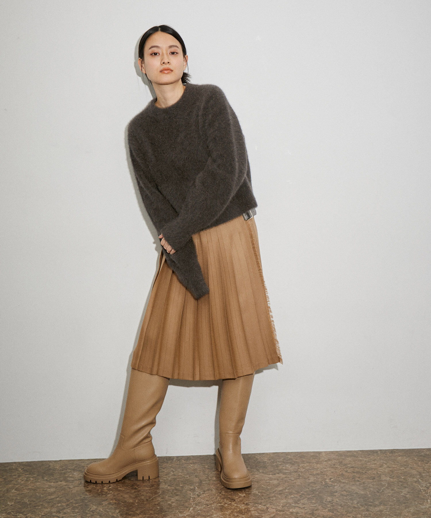 ADAM ET ROPE'「【晴雨兼用】ウォータープルーフトラックソールロングブーツ」|その他|