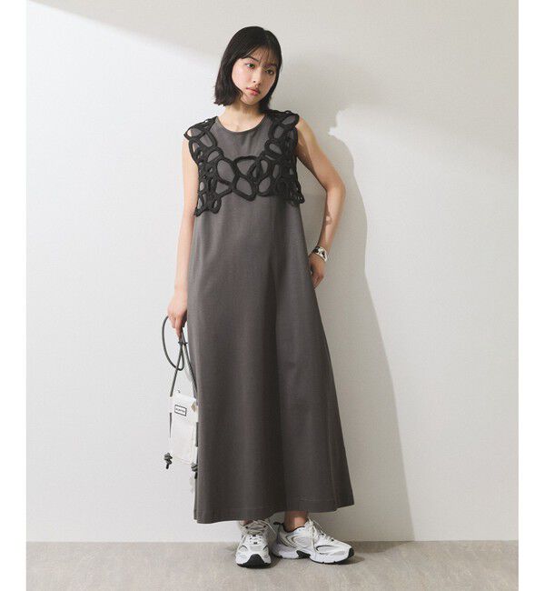 ADAM ET ROPE'「【WEB限定】・【オケージョン】アートベストマルチWAYワンピース」|ワンピース|チャコール(06)