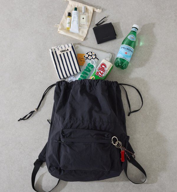  「【巾着型リュック/軽量】ドロストナイロンリュック」|トートバッグ|ブラック