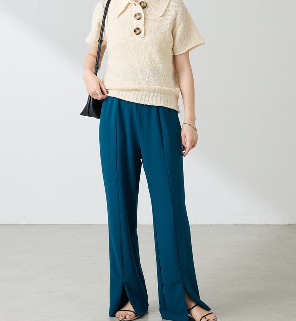  「フロントジップカットジョーゼットパンツ」|チノ|