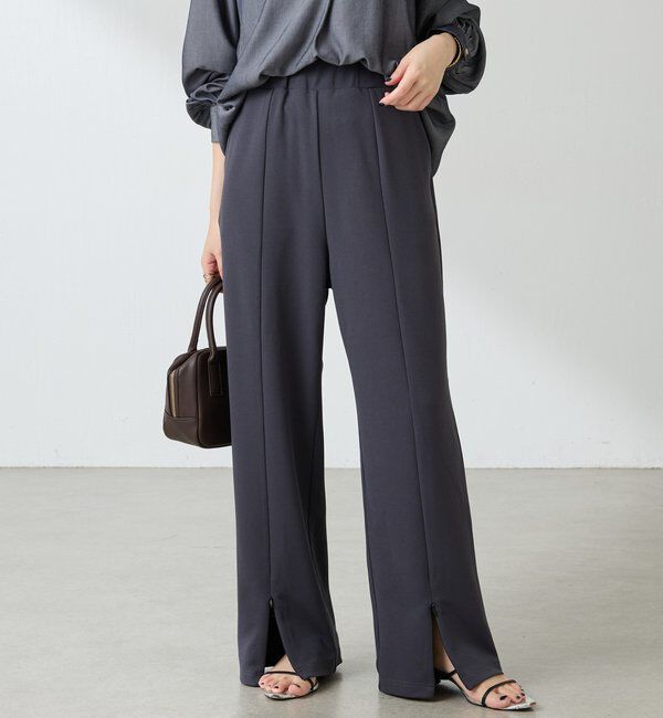  「フロントジップカットジョーゼットパンツ」|チノ|