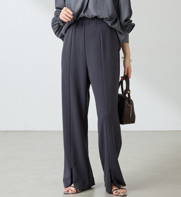  「フロントジップカットジョーゼットパンツ」|チノ|