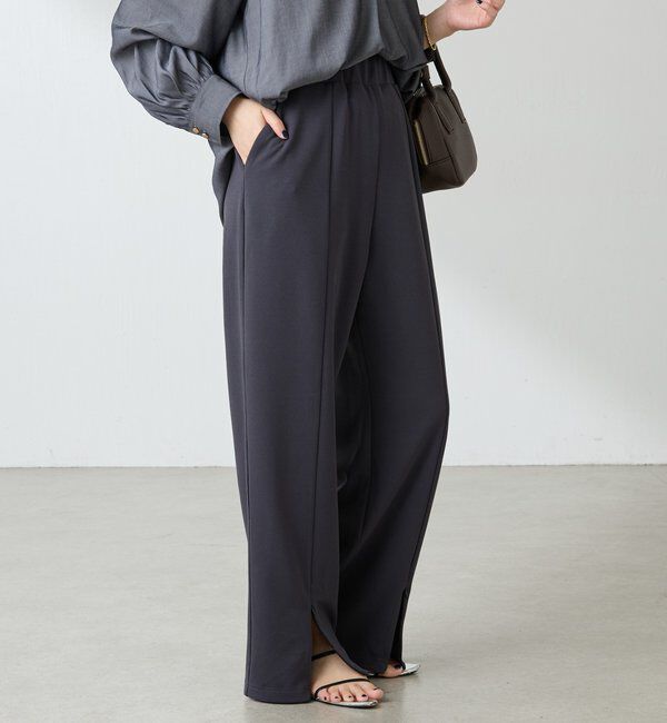  「フロントジップカットジョーゼットパンツ」|チノ|