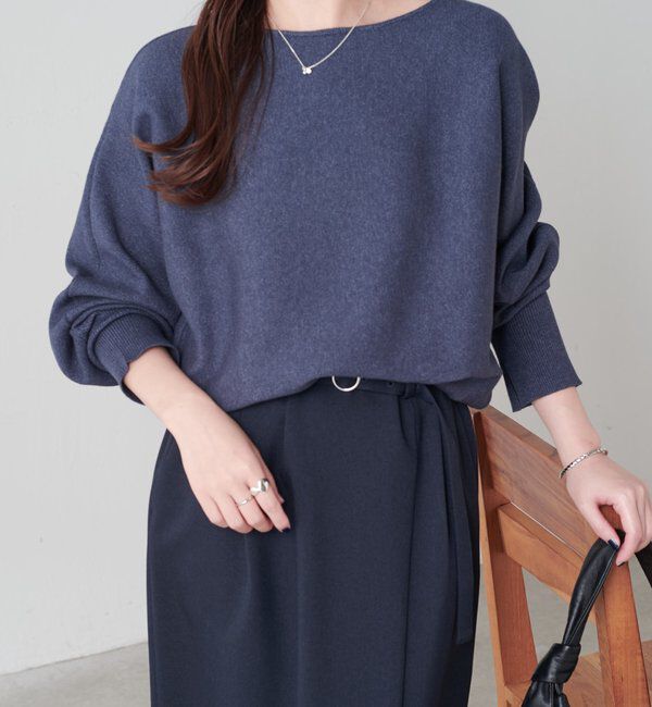  「袖リブ２WAYドルマンニット」|ニット・セーター|ネイビー