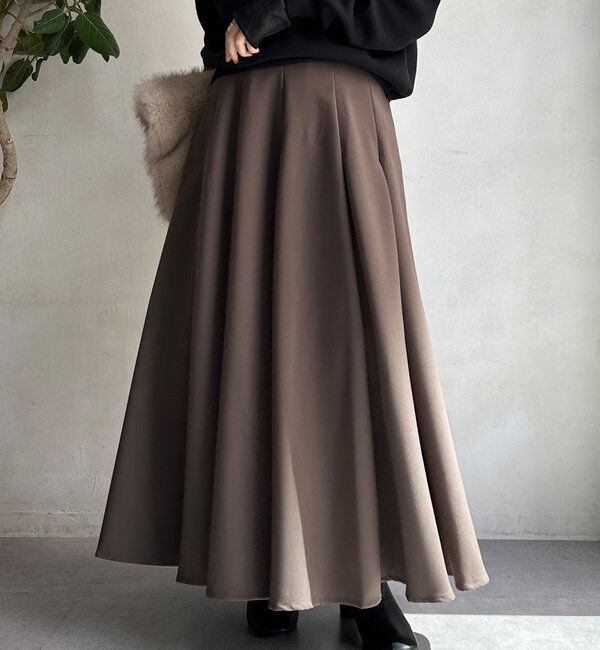  「タックフレアスカート」|スカート|カーキ