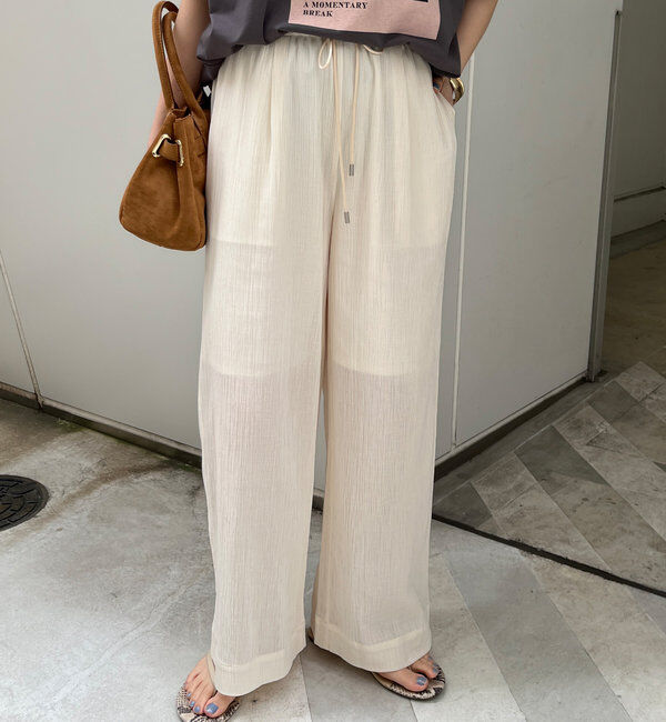  「シアー楊柳イージーパンツ」|チノ|アイボリー