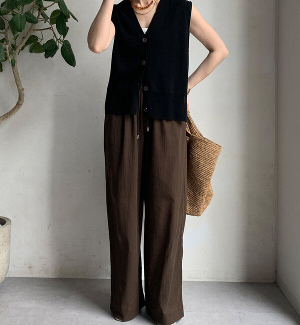  「シアー楊柳イージーパンツ」|チノ|