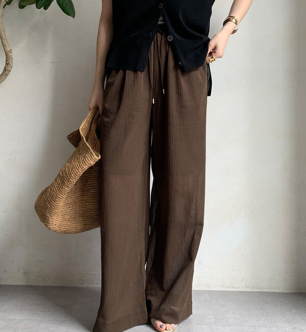  「シアー楊柳イージーパンツ」|チノ|